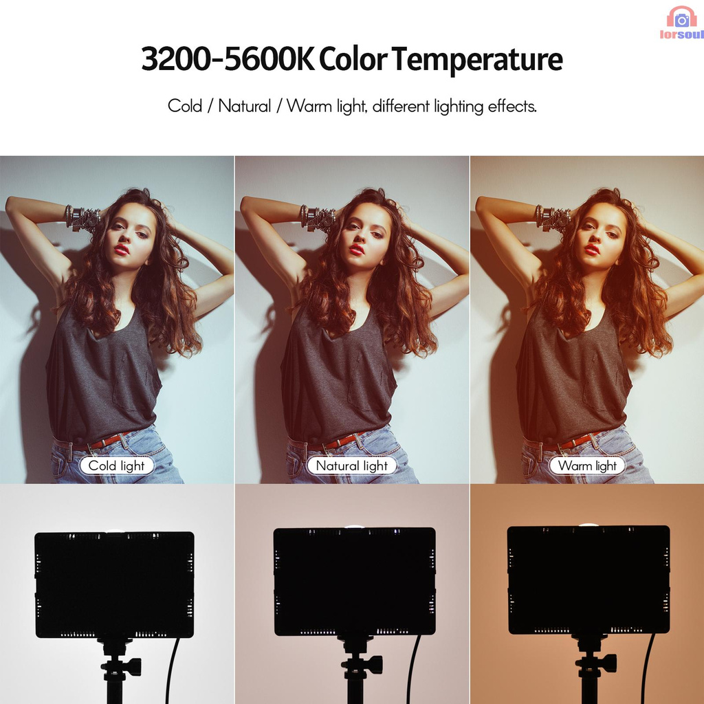 Đèn led khi chụp ảnh 120 bóng led 3200K-5600K 14 mức sáng 48cm/58i có thể chỉnh chiều cao tripod thiết kế giao diện USB