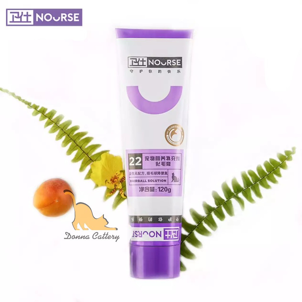 [No.22] NOURSE - GEL TIÊU BÚI LÔNG CHO MÈO, TRÁNH TẮC RUỘT TUÝP 120g