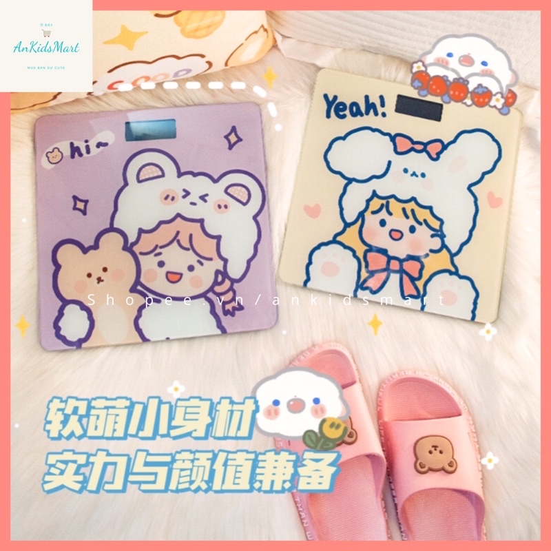 Cân điện tử/ Cân sức khoẻ hoạ tiết hoạt hình dễ thương/ Cân gia đình