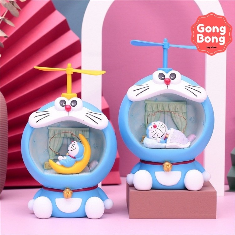 Đèn ngủ để bàn doraemon ngủ trong doraemon dễ thương, đèn trang trí phòng ngủ đáng yêu