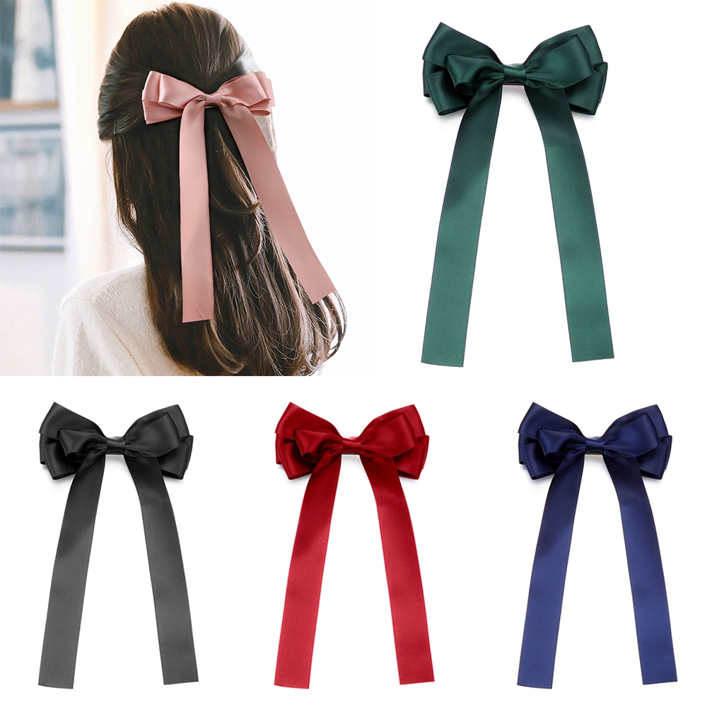 Kẹp Tóc Nơ Vải Satin Xinh Xắn Cho Nữ