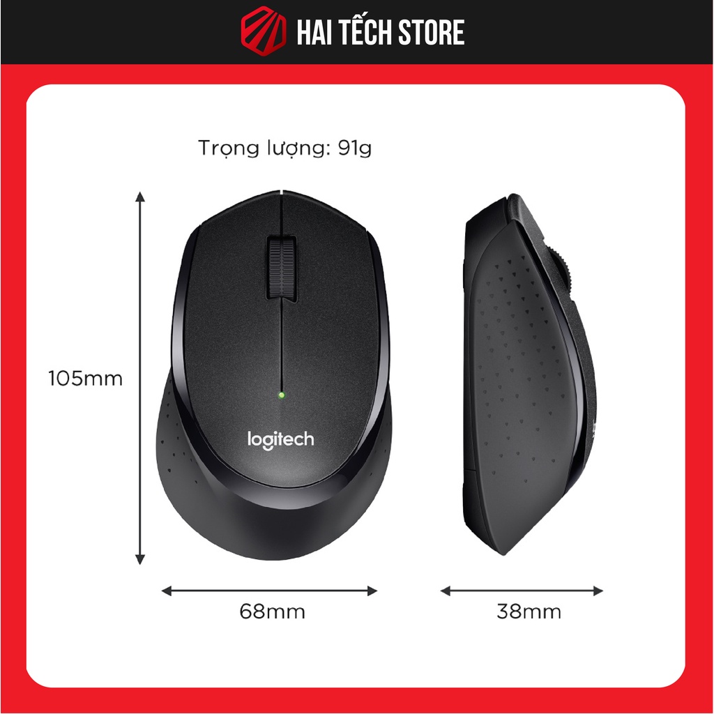 Chuột không dây Logitech M330 SILENT PLUS thiết kế công thái học, con chuột máy tính nhỏ gọn tiện dụng