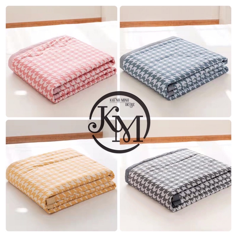 Chăn Hè Cotton Đũi Thiết Kế Trẻ Trung Màu Sắc Trang Nhã, Chăn Trần Bông Tấm