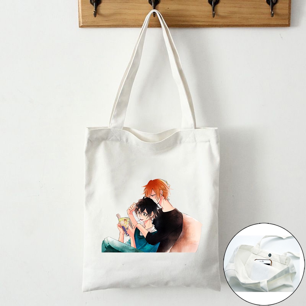 Manga: Túi xách Sasaki và Miyano Túi vải Cotton Túi Tote vải Canvas ❈ ❈ 🇾 ❈ ❈ Túi mua sắm đeo vai có nút