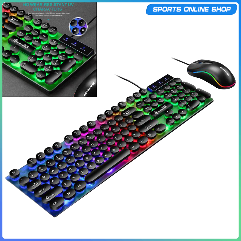 Set Bàn Phím Và Chuột Có Dây 104 Phím Có Đèn Led Nhiều Màu | BigBuy360 - bigbuy360.vn