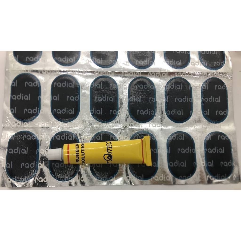 Miếng Vá Săm Hình Oval cho Xe Máy , ÔTô Kích thước 3cmx5cm - 24 Miếng + 1 Tuýp Keo Thương hiệu TaiTec