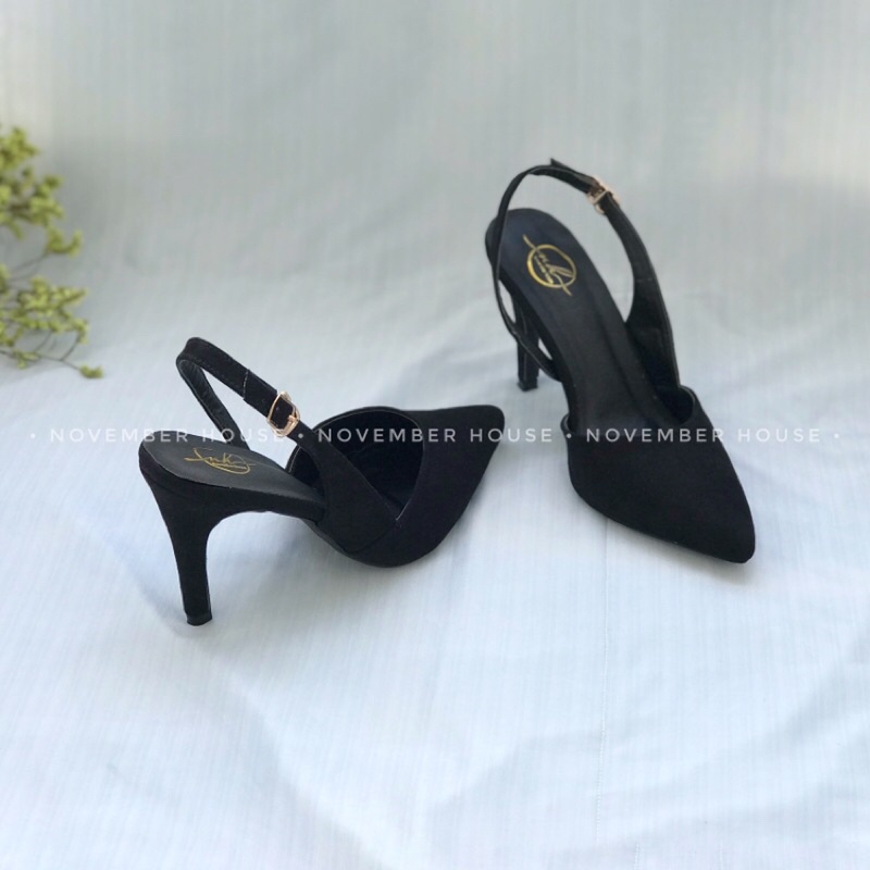 Giày cao gót slingback da lộn kiểu dáng thanh lịch thời trang nữ - SB12, Oula Store