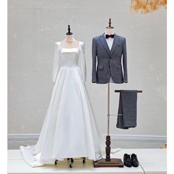 Đầm maxi mặc cưới cổ vuông tay dài TRIPBLE T DRESS tay dài cổ vuông - MS194Y
