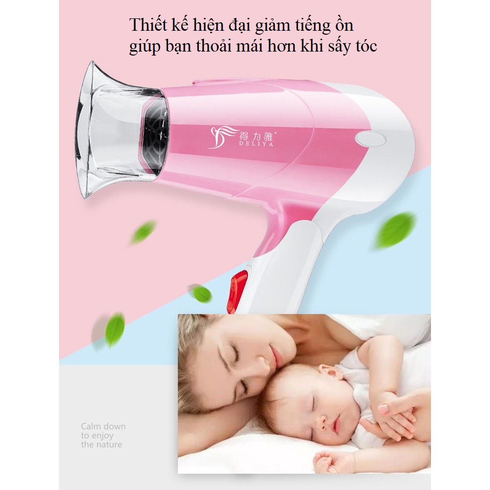 [ MUA NHIỀU GIẢM GIÁ ] Máy sấy tóc mini DELIYA gấp gọn công suất lớn 1250W DLY-513 không lo hư tổn