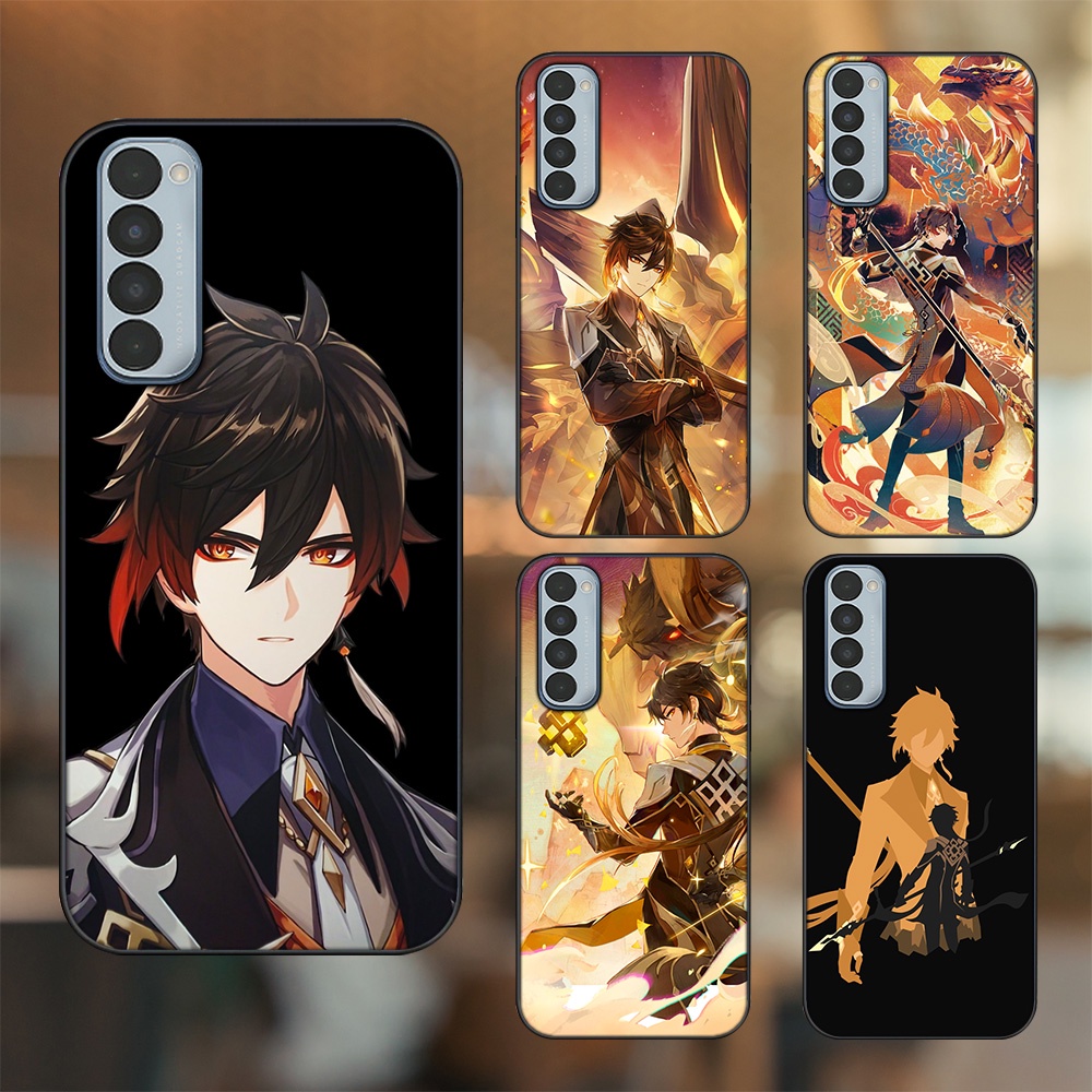 Ốp lưng Oppo Reno 4 Pro viền đen in hình Zhongli Genshin Impact