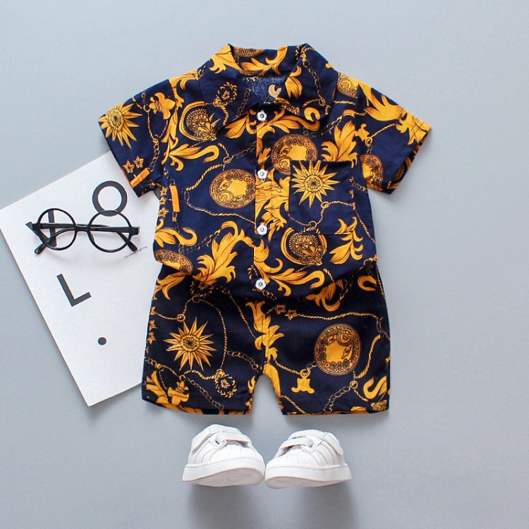 Bộ Áo tay ngắn Cộc Tay In Hoa + Quần Short Cho Bé