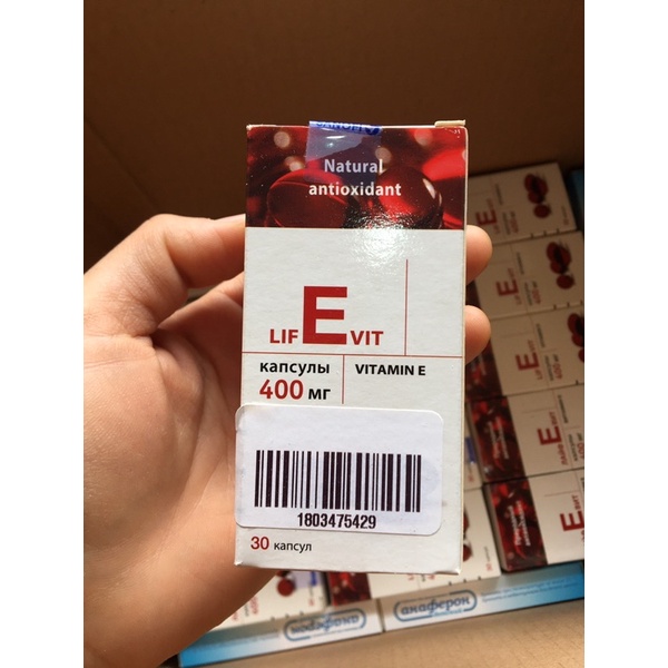 Vitamin E 400mg đỏ Nga chai thủy tinh Lifevit loại tốt nhất thị trường hộp 30 viên