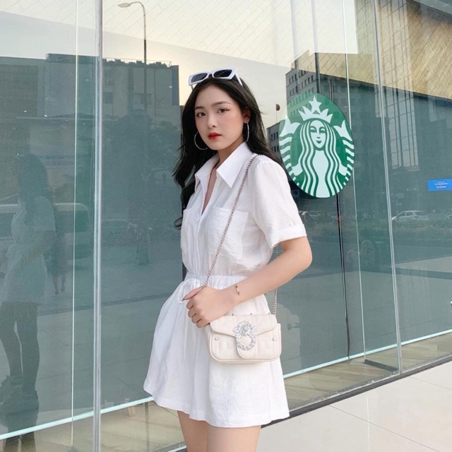 ♥️ JUMPSUIT TRẮNG KHOÁ KÉO ♥️