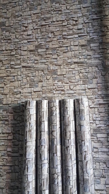 Giấy Dán tường sẵn keo giả đá 3d khổ 0,6m x 10m
