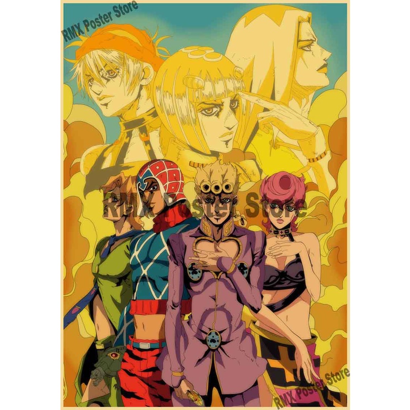 Poster Phim Hoạt Hình JOJO 'S Bizarre Adventure Bằng Giấy Kraft Trang Trí Nội Thất