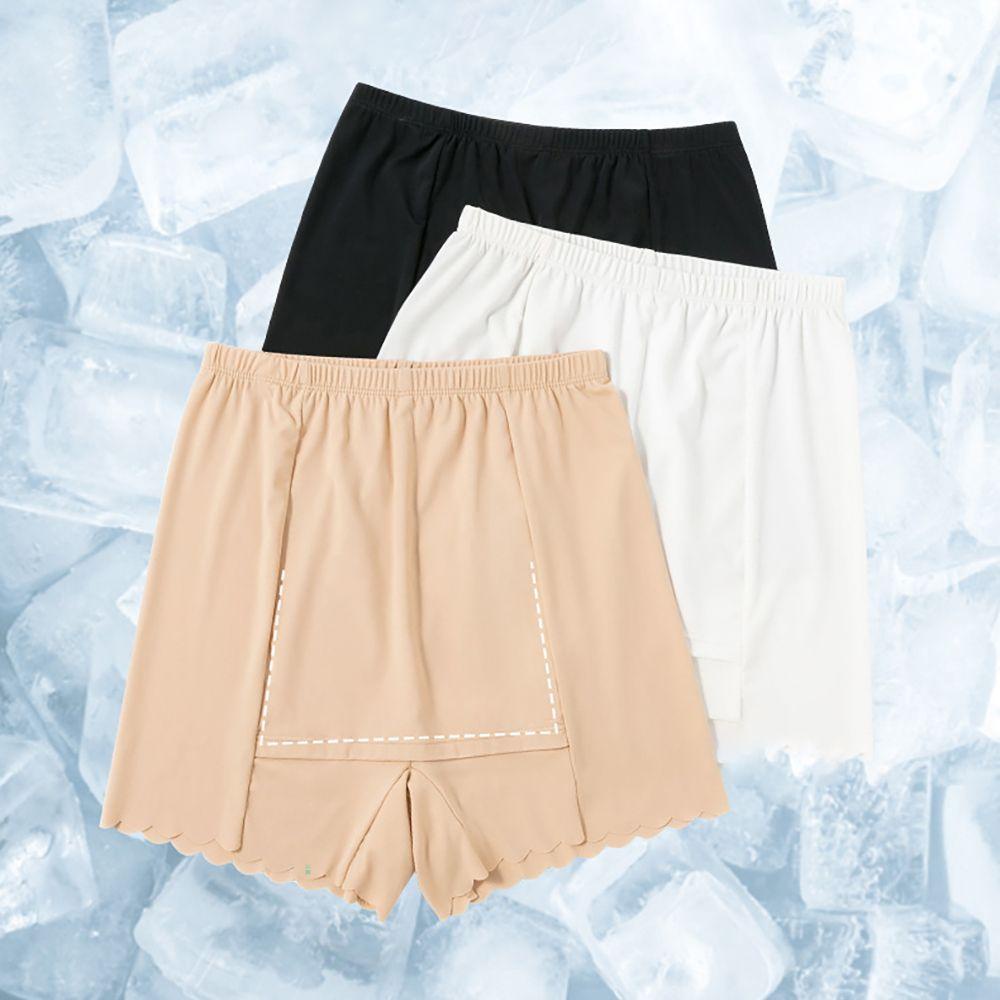 Quần Short An Toàn Bằng Lụa Cotton Phối Ren Lưng Cao Co Giãn Không Đường May Chống Chói Thời Trang Hàn Quốc Cho Nữ