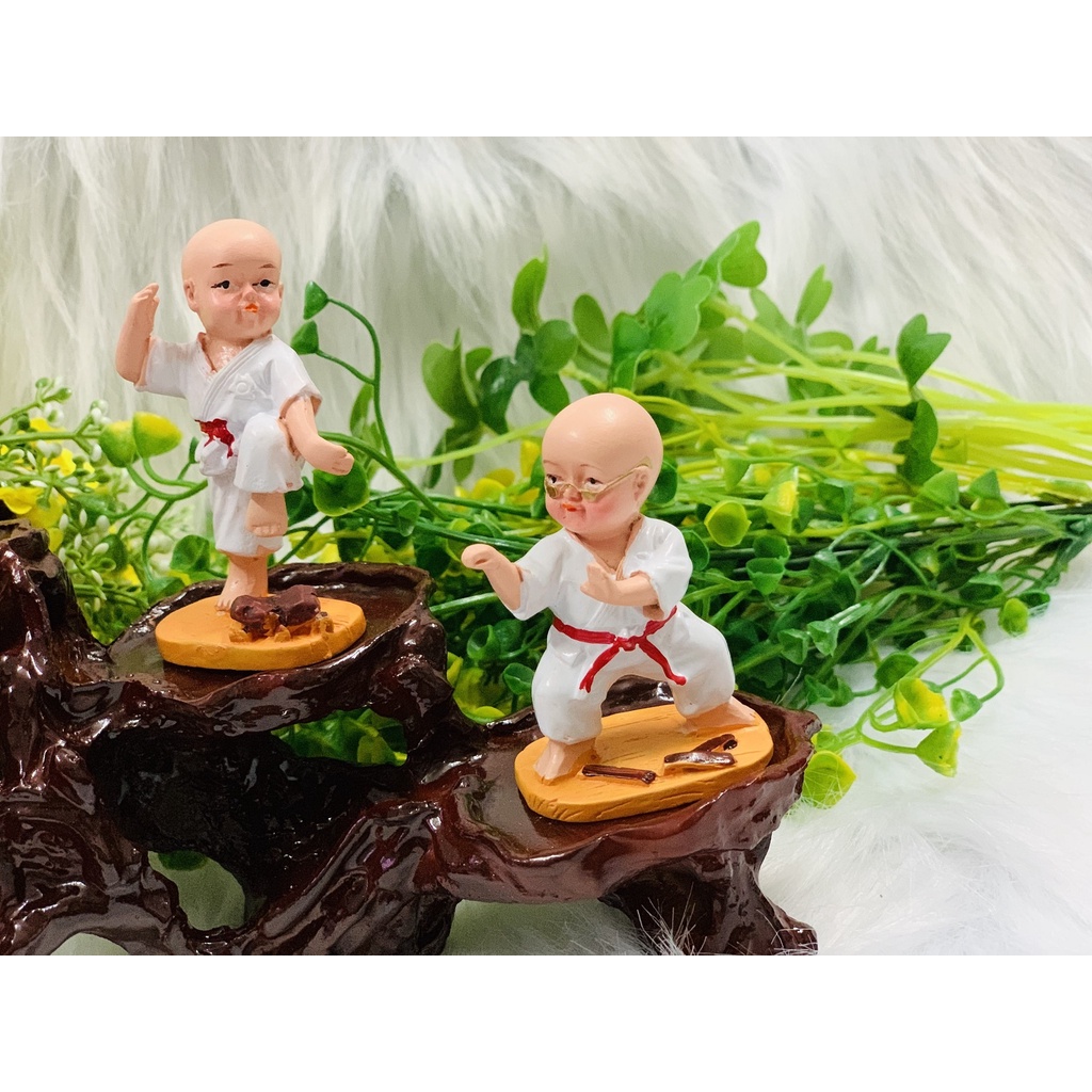 Full Set 6 tượng chú tiểu karate tọa đế 6 chân ( Hình Thật )
