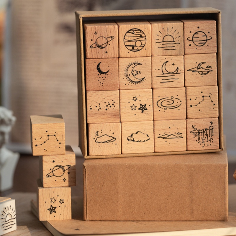 Set 16 tấm gỗ cao su dùng để trang trí album ảnh DIY