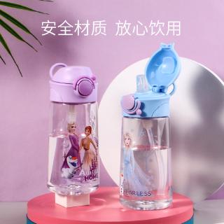 Bình Đựng Nước Bằng Nhựa Hình Hoạt Hình Disney Có Ống Hút Tiện Dụng Cho Bé