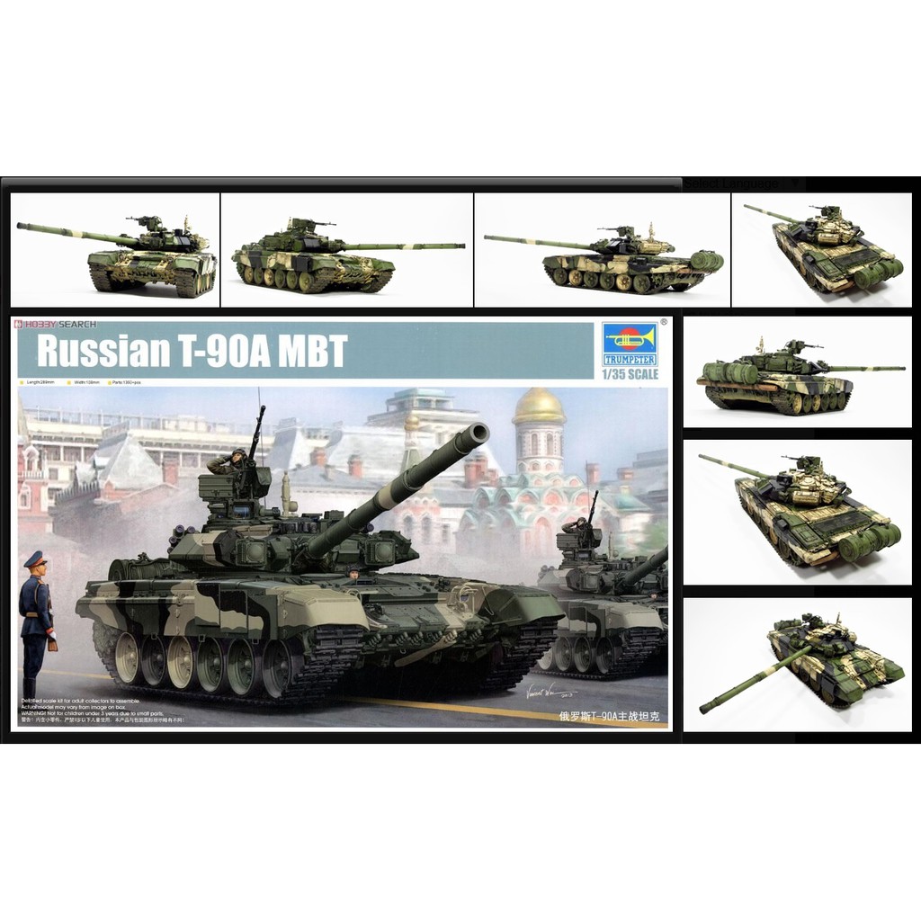 Trumpeter 05562 Mô Hình Xe Tăng 1/35 Russian T-90A Main Battle Tank - Wladimir Turret