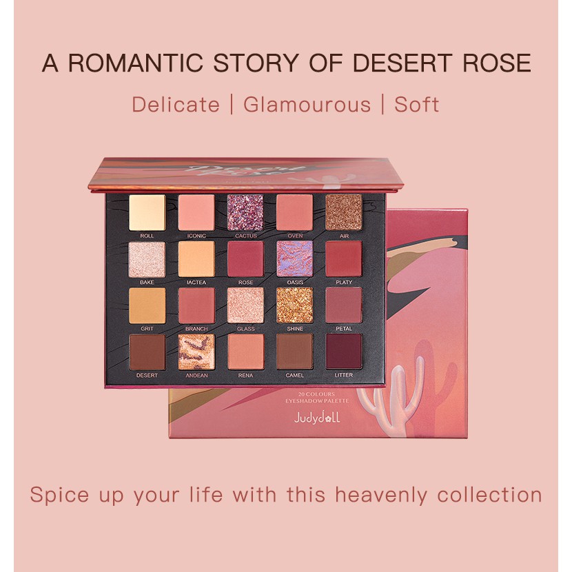 [Mã FMCGM100 - 10% đơn 500K] Bảng phấn mắt Judydoll Desert Rose lãng mạn 20 màu sắc 22g | BigBuy360 - bigbuy360.vn