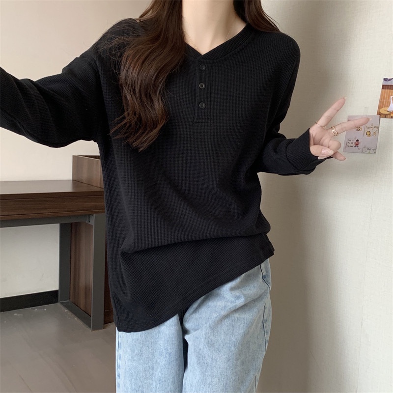 Áo SUXI tay dài dáng rộng đơn giản thời trang cho nữ