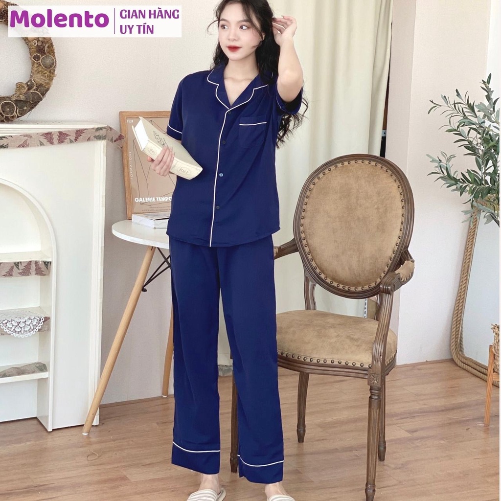 Đồ Bộ Pijama Nữ Lụa Mặc Nhà Tay Ngắn Quần Dài Cao Cấp Lụa Mango Trơn Thanh Lịch Màu Sắc Trẻ Trung Có Size Molento M47