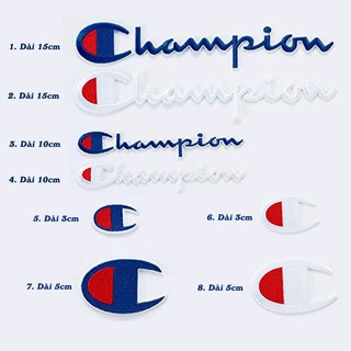 Sticker thêu logo Champion - Patch thêu vá quần áo thun sơ mi balo S49