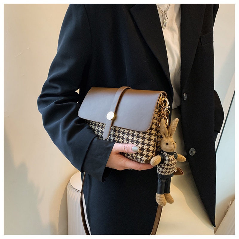 Túi đeo vai IELGY hình vuông cỡ nhỏ họa tiết kẻ ô thời trang cho nữ