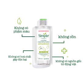Nước tẩy trang Simple Kind To Skin Cleansing Micellar Water 200ml