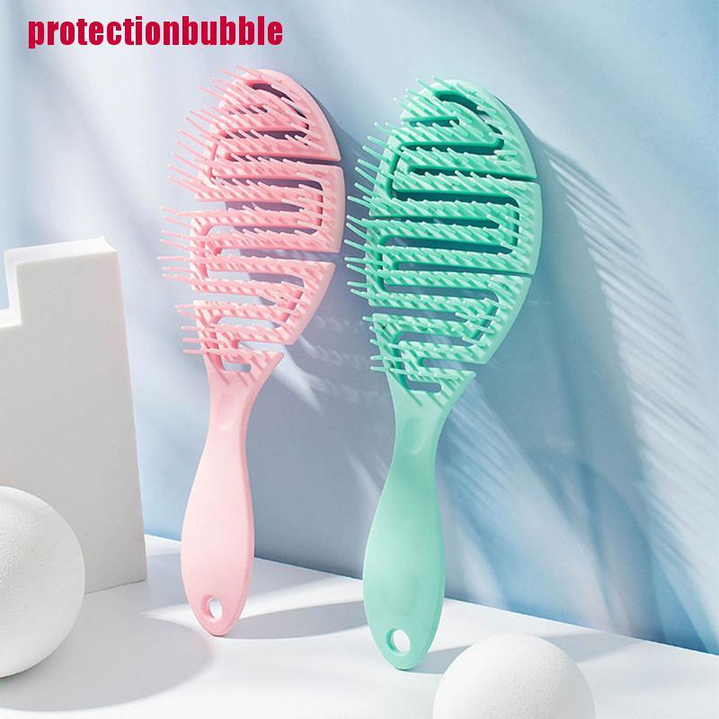 [probubbleVN]Wet Brush DryCurved Comb Massage Comb Fluffy Shape Ribs Curling Comb On Wet Hair