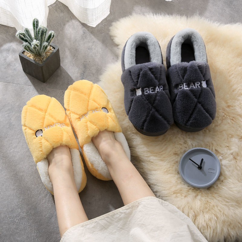 Đôi Dép Bông Đi Trong Nhà Đế Dày Giữ Ấm Mùa Đông Sành Điệu Cho Nữ