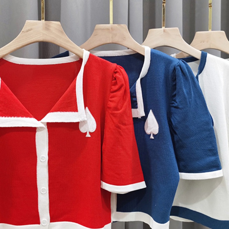 Áo Croptop Ngắn Tay Phối Nút Thời Trang Mùa Hè Cho Nữ