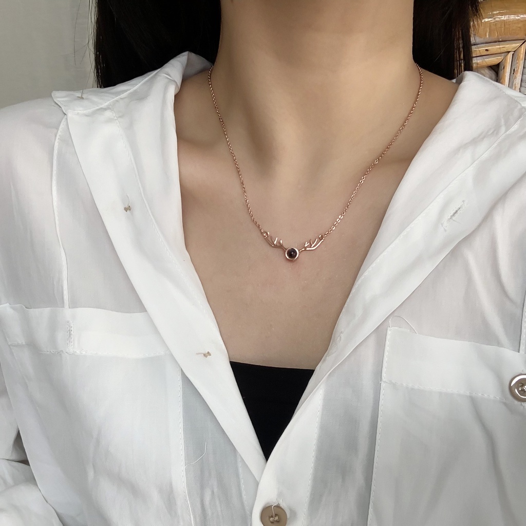 Vòng cổ RINHOO mặt hình sừng hươu phù hợp làm quà tặng ngày lễ thời trang