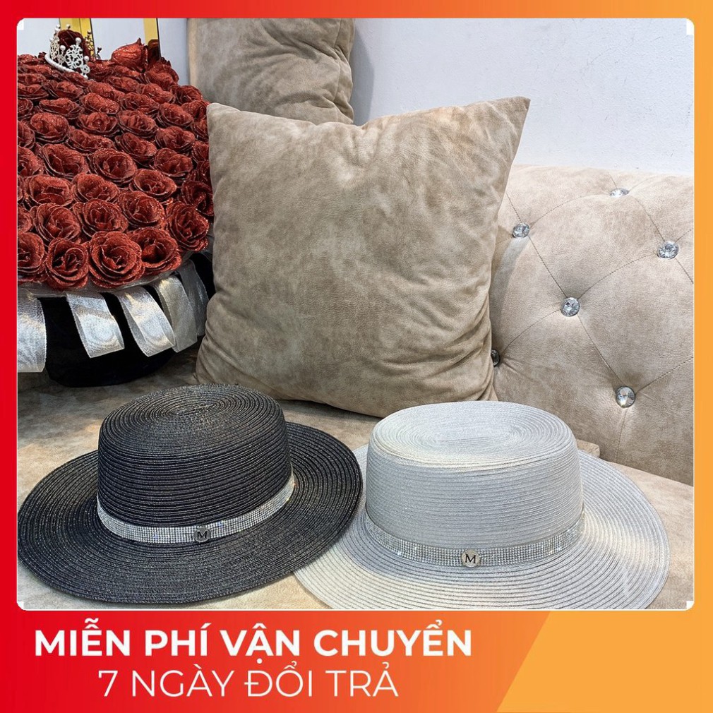 Mũ Cói Mềm, Nón Cói Đi Biển Nam Nữ Lưới Trong Đính Chữ M Phong Cách Vìntage Chống nắng M76