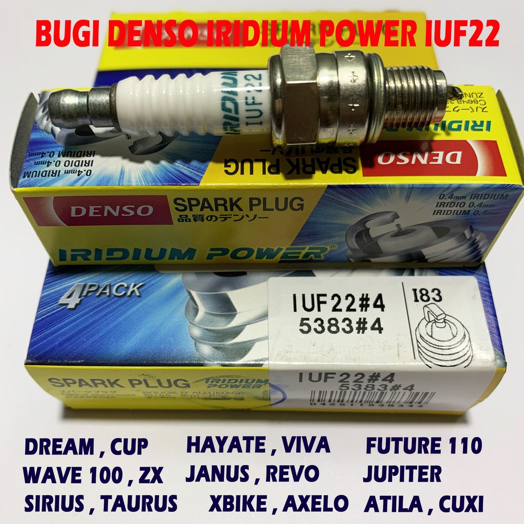 Bugi xe máy Denso Iridium Power IUF22, Bugi IUF22 là dòng bugi chân ngắn dành cho xe Cub 50 70 90, Dream, Wave 10