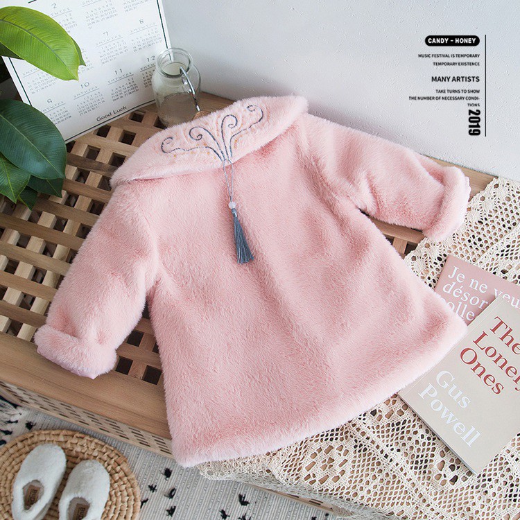 Áo khoác lông nhung mịn đẹp phong cách mới cho bé gái size 12-20kg AK10