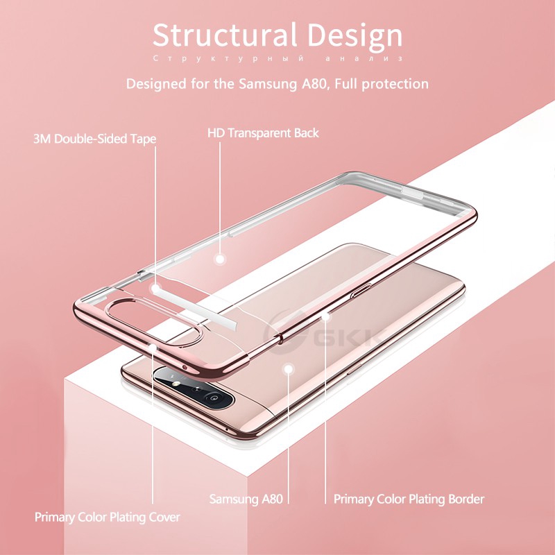 Ốp Điện Thoại Cứng Trong Suốt Mạ Viền Sang Trọng Cho Samsung Galaxy A80