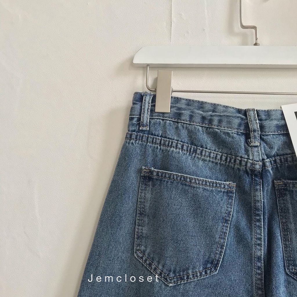 Quần Jean Nữ Dài Suông Quần Bò Xanh Ống Rộng Lưng Cao Túi Vuông Trước HINA Chất Liệu Denim Thỏa Mái Năng Động 2511