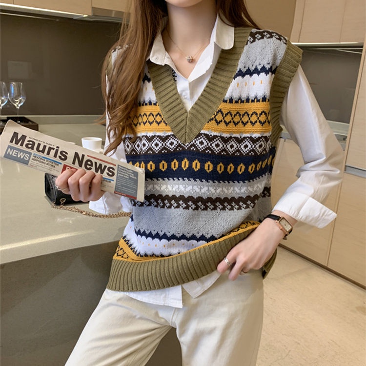 Áo ghi-lê vải len xẻ cổ chữ V dáng rộng thời trang cho phái nữ | BigBuy360 - bigbuy360.vn