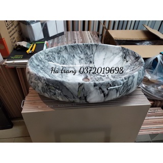 Chậu lavabo đặt bàn đá hình elip vân đá cao cấp