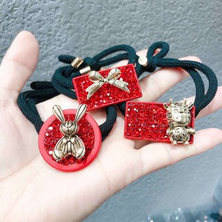 Cột tóc mặt đính đá đỏ-hàng siêu chất