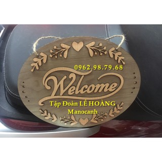 Bảng Gỗ Treo Cửa Shop WELCOME Size 20x30Cm