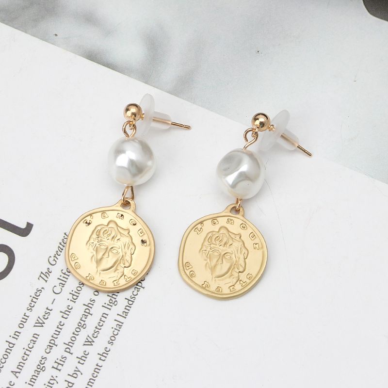 Bông Tai Dáng Dài Đính Ngọc Trai Giả Phong Cách Thời Trang Unisex