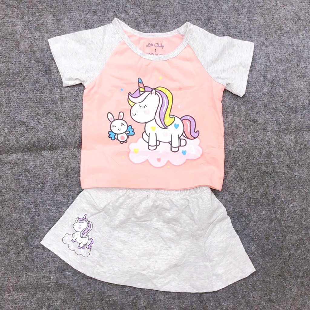 Bộ Váy Thun Ngựa Pony Bé Gái, Size 2-10, Hàng Made In Vn, Chất Cotton Chính Phẩm Rất Đẹp