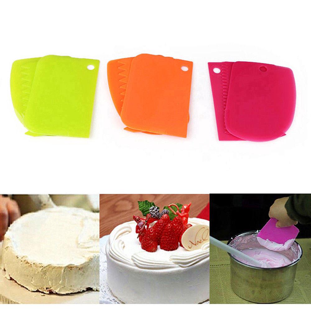 3pcs Set Plastic Dough Icing Fondant Scraper Cake