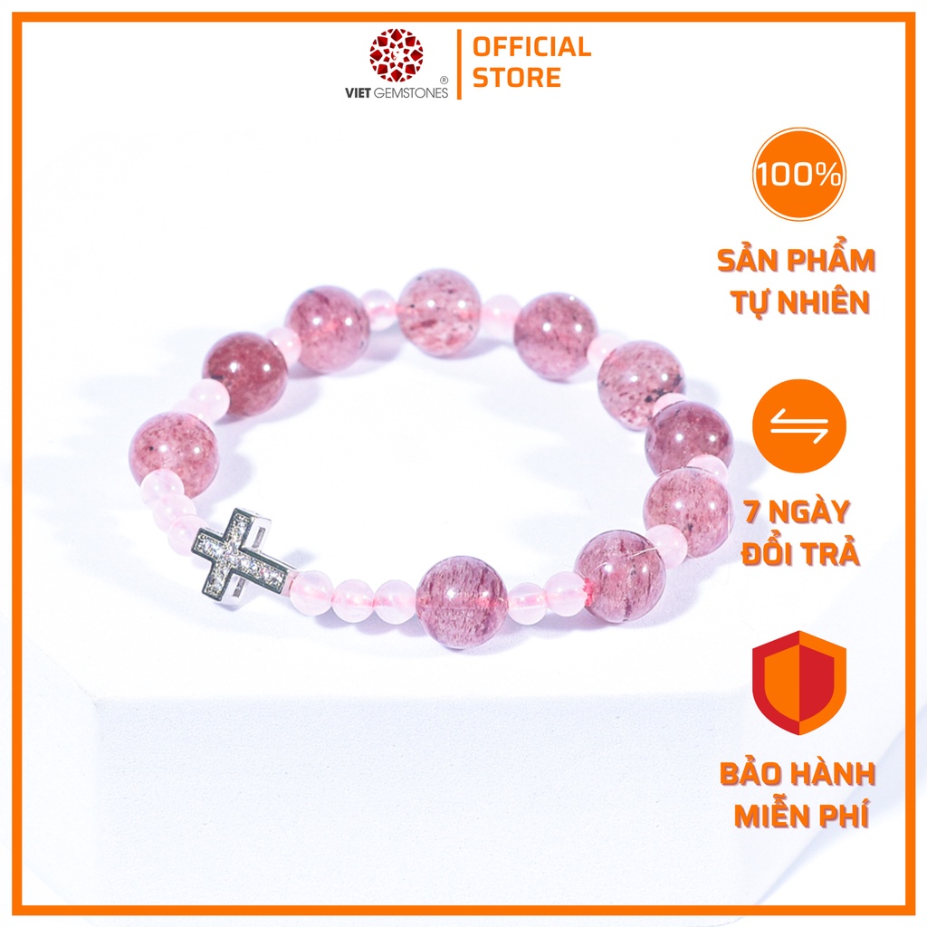 Vòng chuỗi mân côi TA dâu 8mm tự nhiên | VietGemstones