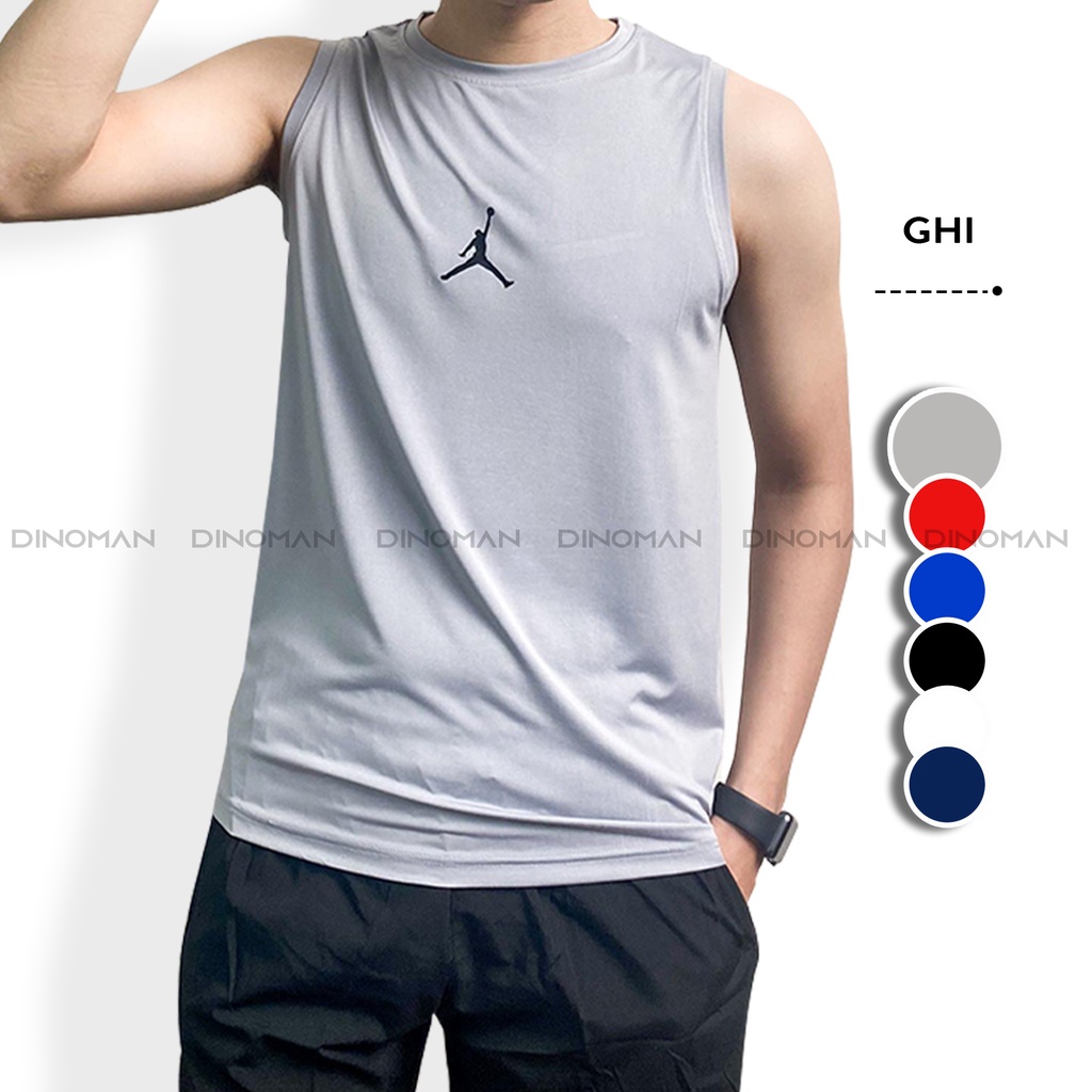 Áo Ba Lỗ Sát Nách Thể Thao DINOMAN Bóng Rổ Thun lạnh Tanktop Co Giãn 4 Chiều 4 Màu