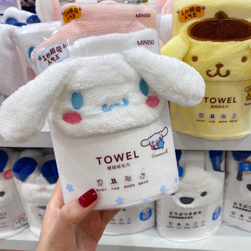 SANRIO Miniso Khăn Tắm Vải Nhung San Hô Mềm Mại Thấm Hút Tốt Dành Cho Cún Cưng