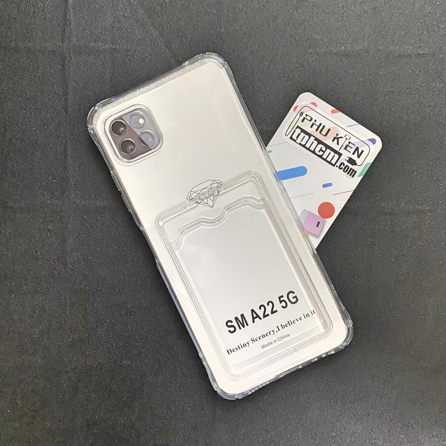 Ốp Lưng Samsung A22 5G Dẻo Trong Suốt Có Khe Đựng Thẻ